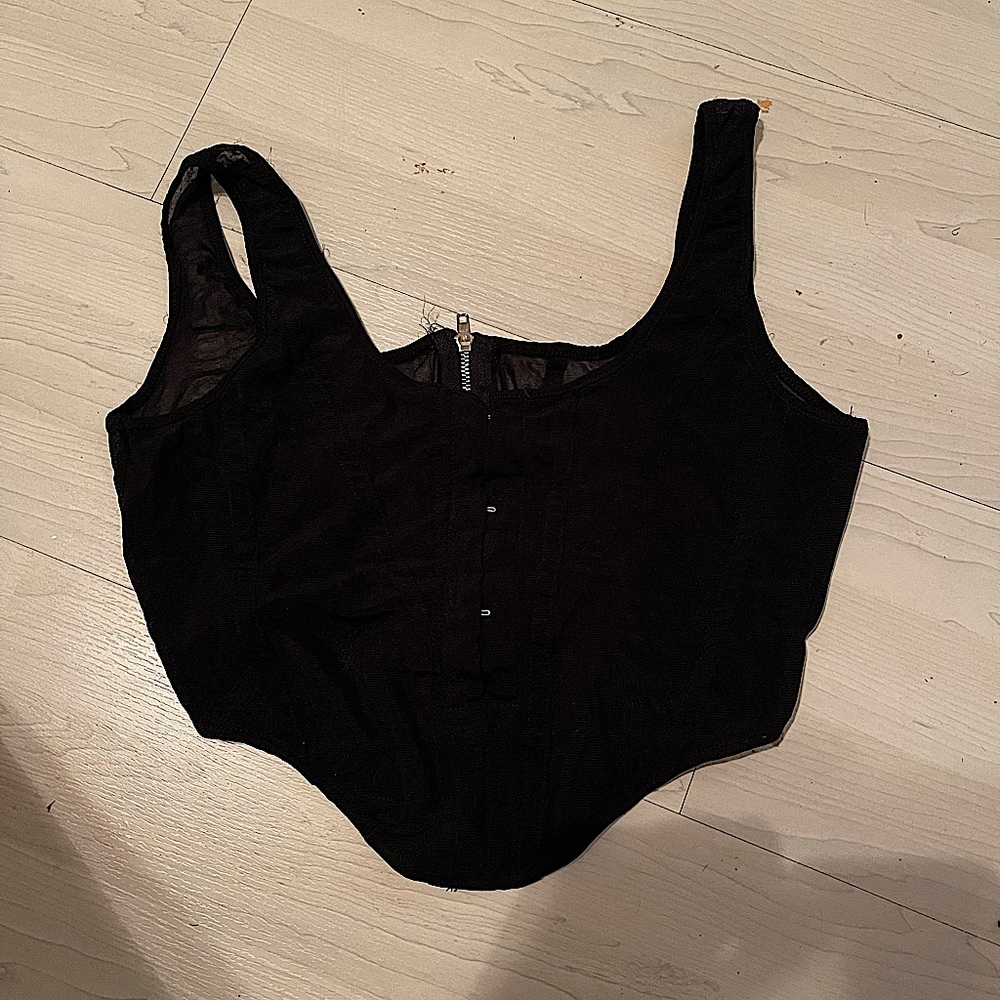 Black Mesh bustier crop top!